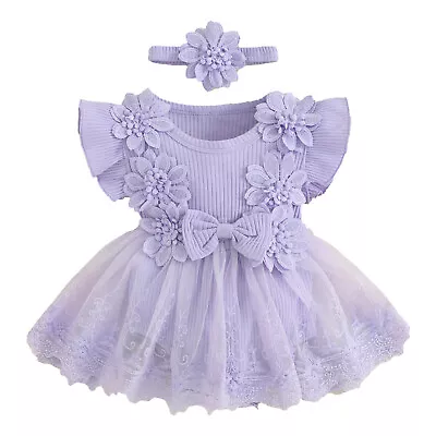Baby Girls Dress Newborn Jumpsuit Adorable Romper Skirt Festive Clothes Party • £18.39