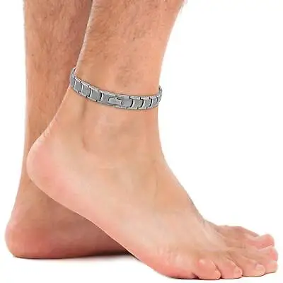 Ultra Strength Titanium Magnetic Therapy Anklet For Men (Silver) • $59.95