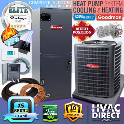 Goodman 2 Ton 15 SEER2 Central Air Conditioner Heat Pump Split System AC Kit • $3219