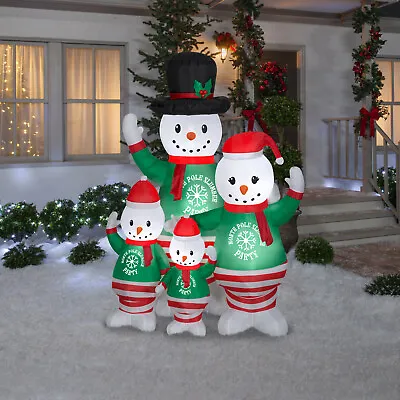 Gemmy 7' Airblown Inflatable Lighted Christmas Pajama Snowman Family Scene • $179