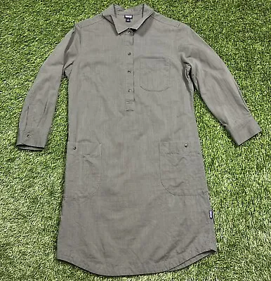 Patagonia Rocky Peak Shirt Dress Women's Small Olive Green Organic Cotton • $19.99