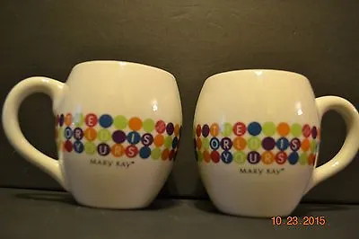 Mary Kay Set Of 2 Coffee Mugs Seminar 2005 The World Is Yours Polka Dots EUC • $6.33