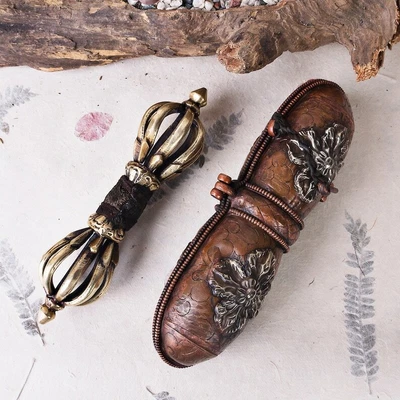 $129.99 • Buy Gandhanra Vintage Vajra Dorje + Copper Case,Tibetan Buddhism (Vajrayana) Ritual