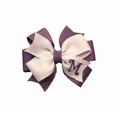 Lavender And White Monogram TODDLER Hair Bow • $5.50