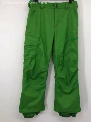 Burton Mens Green Dryride Flat Front Wide-Leg Ski Snow Pants Size Small • $9.99
