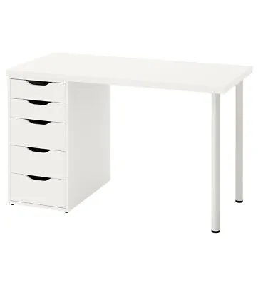 White Ikea LAGKAPTEN / ALEX Desk With Drawers 120cm • £178