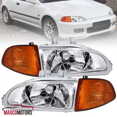 Headlights+Amber Corner Lamps Fits 1992-1995 Honda Civic EG EH 2Dr/3Dr 4pc 92-95 • $69.49