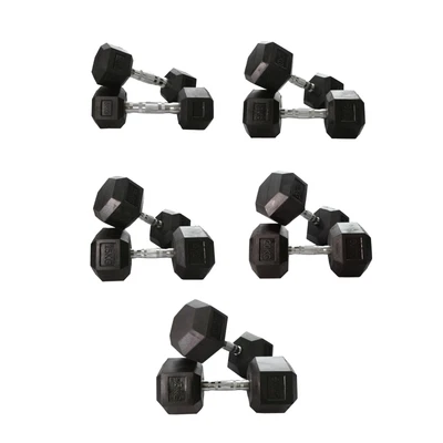 $599 • Buy Set Of 5kg To 25kg Hex Dumbbell Bundle (5 Pairs - 150kg) Gym Strength Training