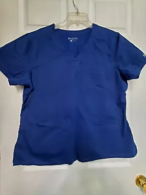 MED COUTURE Scrub Top Size XL-Navy Classic V-Neck-Chest 25 /L 27  • $10