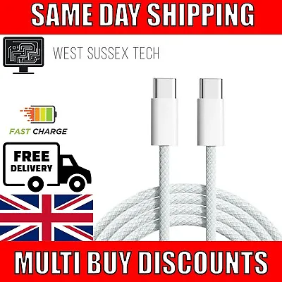 USB-C Charging Cable For Apple IPhone/iPad Android Fast Charge Braided Data Sync • £3.99