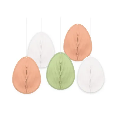 Honeycomb Paper Easter Eggs Hanging Party Decorations 5 Pack Spring Party Decor • £5.99