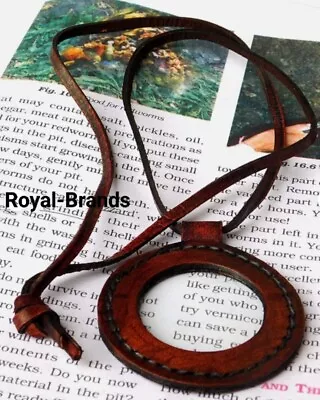 Magnifying Glass Necklace 5x Monocle Magnifier With 15  Long Leather Strap • $15.89