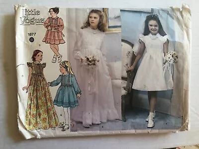 Little Vogue Sewing Pattern 1877 Girls Dress Veil Wedding Communion Complete • $10