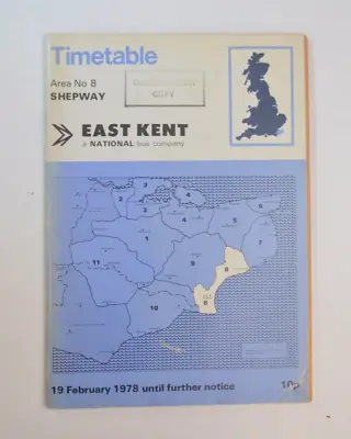 Bus Coach Timetable East Kent Shepway Area No.8  13th February 1978 • £10