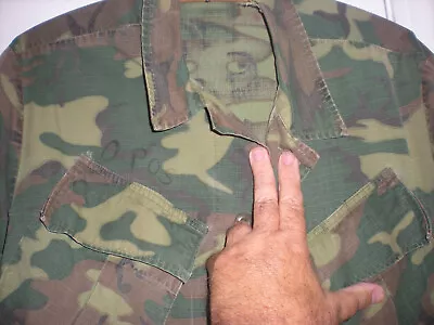 Hard To Find VIETNAM ORIGINAL ERDL Camo  JUNGLE JACKET  OG-107 W/BLOOD TYPE 1969 • $76