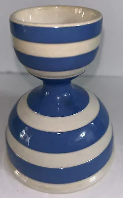 TG Green Cornish Ware Double Egg Cup Blue White Stripe Has Small Crack See Pics • $40