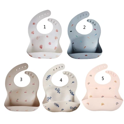 $19.92 • Buy Waterproof Anti-oil Silicone Bib Roll Up Food Catcher Pocket Infants Newborn Bib