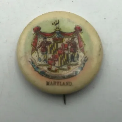 MARYLAND State Seal Pinback Button Pin Whitehead Hoag Vintage Antique 1894 1896 • $12.26