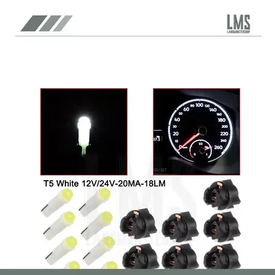 10pcs T5 LED White Twist Socket Instrument Panel Cluster Dash Lights Bulbs 73 74 • $8.09