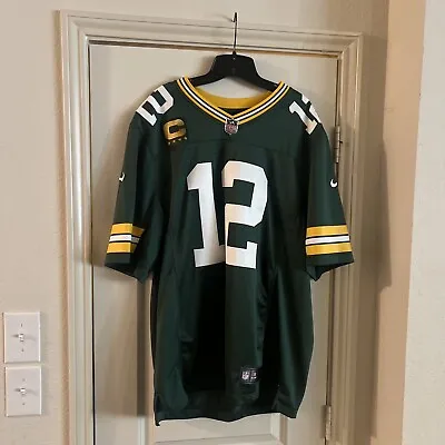 Green Bay Packers Aaron Rodgers 12 Nike Green Captain NFL Vapor Limited Jersey L • $130