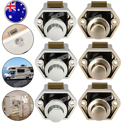 Mini Push Button Latch Knob Lock RV Drawer Door Home Cupboard Caravan Catch Lock • $17.99