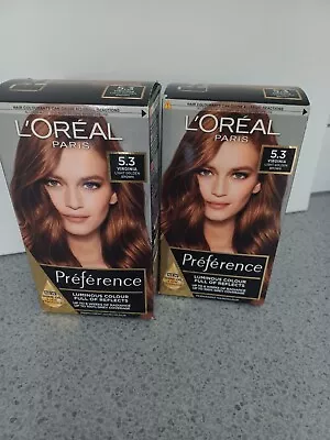 L'Oreal Paris Preference Permanent Hair Colour - 5.3 Light Golden Brown X 2 • £20