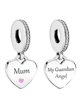 Mum Memorial Charm My Guardian Angel Genuine 💜 925 Sterling Silver Gift • £18.99