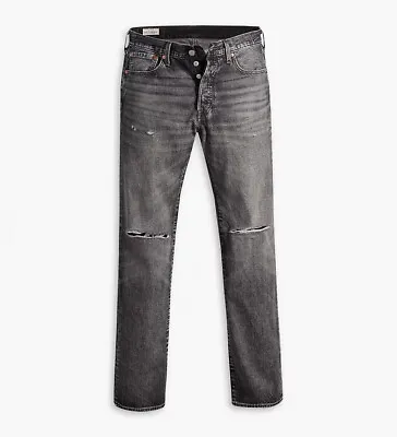 Levi's Men 501 Original Straight Leg Button Fly Distressed Jeans  Black  NWT • $54.99