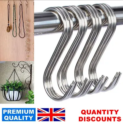 100x S Hooks Stainless Steel Kitchen Meat Pan Utensil Clothes Hanger Hanging UK • £65.95