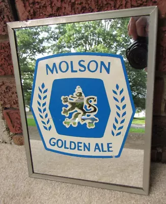 Molson Golden Ale Beer Mirror / Wall Sign Framed Good Condition Bar Pub • $15.99