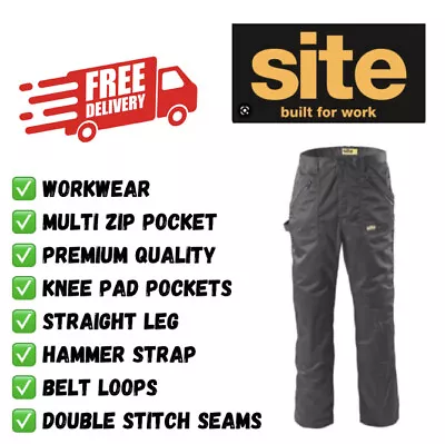 £14.99 • Buy ✅✅ SITE Mens Beagle Cargo Combat Premium Work Trousers Black Navy ✅✅