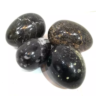 Stone Eggs Large Vintage Red X 4 Large Black Spots Strata  Polished • £32.99