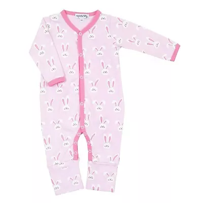 Magnolia Baby Girls BUNNIES Printed Playsuit Pima Cotton Pink Size NEWBORN NEW • $25