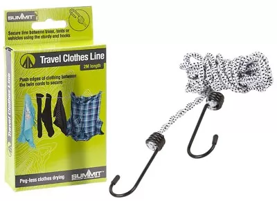 £4.89 • Buy Summit Peg-less Twin Cord Travel Clothes Line 2 M/Metre Camping Washing Drying