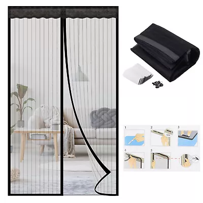 Magnetic Fly Insect Door Net Screen Door Bug Mosquito Pest Control Mesh Black • £10.79