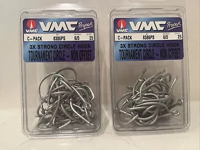 Lot 2 Packs VMC 6/0 3X STRONG TOURNAMENT CIRCLE NON OFFSET HOOKS • $16.99