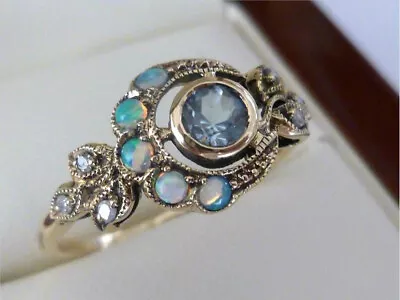 Vintage Women Antique Silver Opal Moon Ring Wedding Party Jewelry Gift Sz 5-10 • $2.89