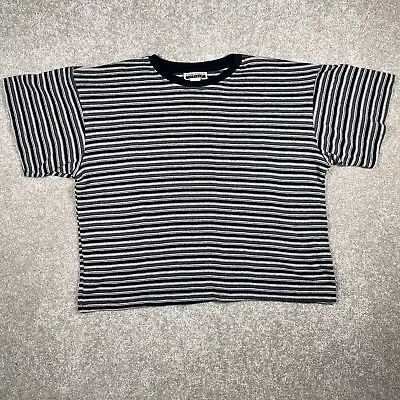 Vintage Single Stitch Striped Size Small Cropped T Shirt Short Sleeve Black • $12.94