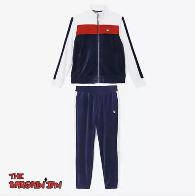 Fila Men's Velour Sweatsuit Tracksuit Navy White Velvet Set Size M L XL 2XL NWT • $164.99