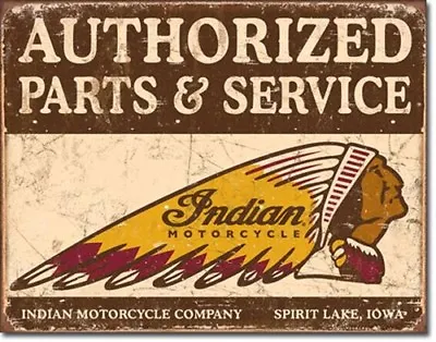 Indian Motorcycle Authorised Parts And Service Metal Sign Repro 41cm X 32cm • $27.95