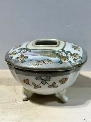 Vintage 4 Leg Nippon Painted Porcelain Art Deco Hair Receiver - Vanity Accessory • $22.95