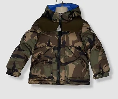 $880 Moncler Kids Boy's Green Camo Full-Zip Down Basic Jacket Size 6 • $246.78