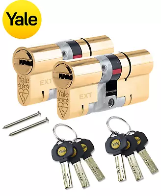 Pair Yale Platinum 3 STAR 50/40 Euro Lock Cylinders 90mm Keyed Alike UPVC • £29