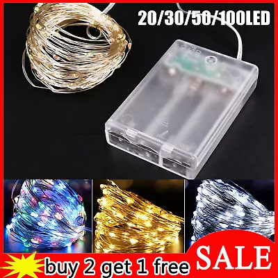 20-50 LED Battery Micro Rice Wire Copper Fairy String Lights Xmas Party Warm • £3.16