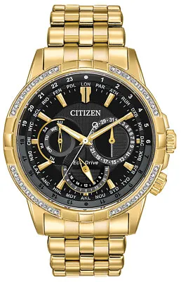 Citizen Eco-Drive Calendrier Men's Diamond Accent Day/Date 44mm Watch BU2082-56E • $240.99