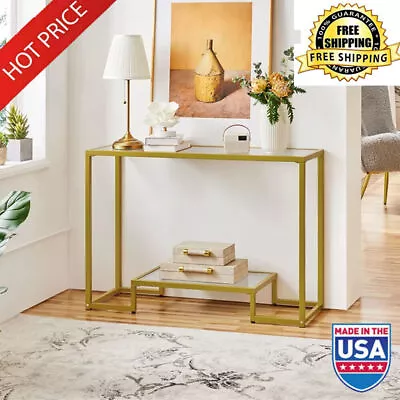 Modern Console Table W/ Sturdy Metal Frame Tempered Glass Living Room Hallway US • $117.56