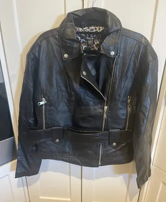 NEW Ksubi Genuine Black Leather Biker Jacket + Belt Size Small FREE POST  • $399