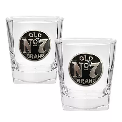 Jack Daniels Old No.7 Set Of 2 Metal Badged Spirit Glasses Easter Gifts • $28.95