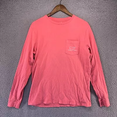 Vineyard Vines Shirt Mens Small Pink Pocket Long Sleeve Whale Double Sided Logo • $5.65