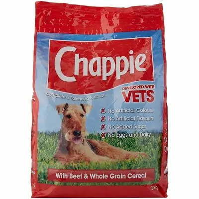 CHAPPIE Dog Complete Dry With Beef & Wholegrain Cereal Dried Dog Food 3kg • £13.99